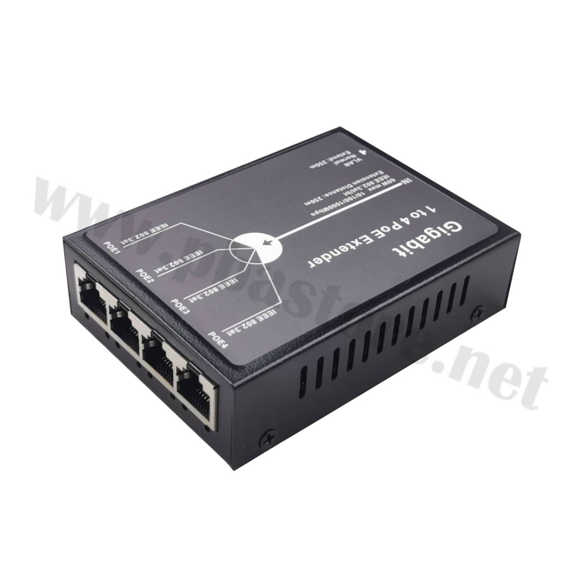 POE EXTENDER 1 ออก 4 10 100 1000M 250เมตร อปกรณชวยเพมระยะของ PoE switch และแยกออก 4 ทาง